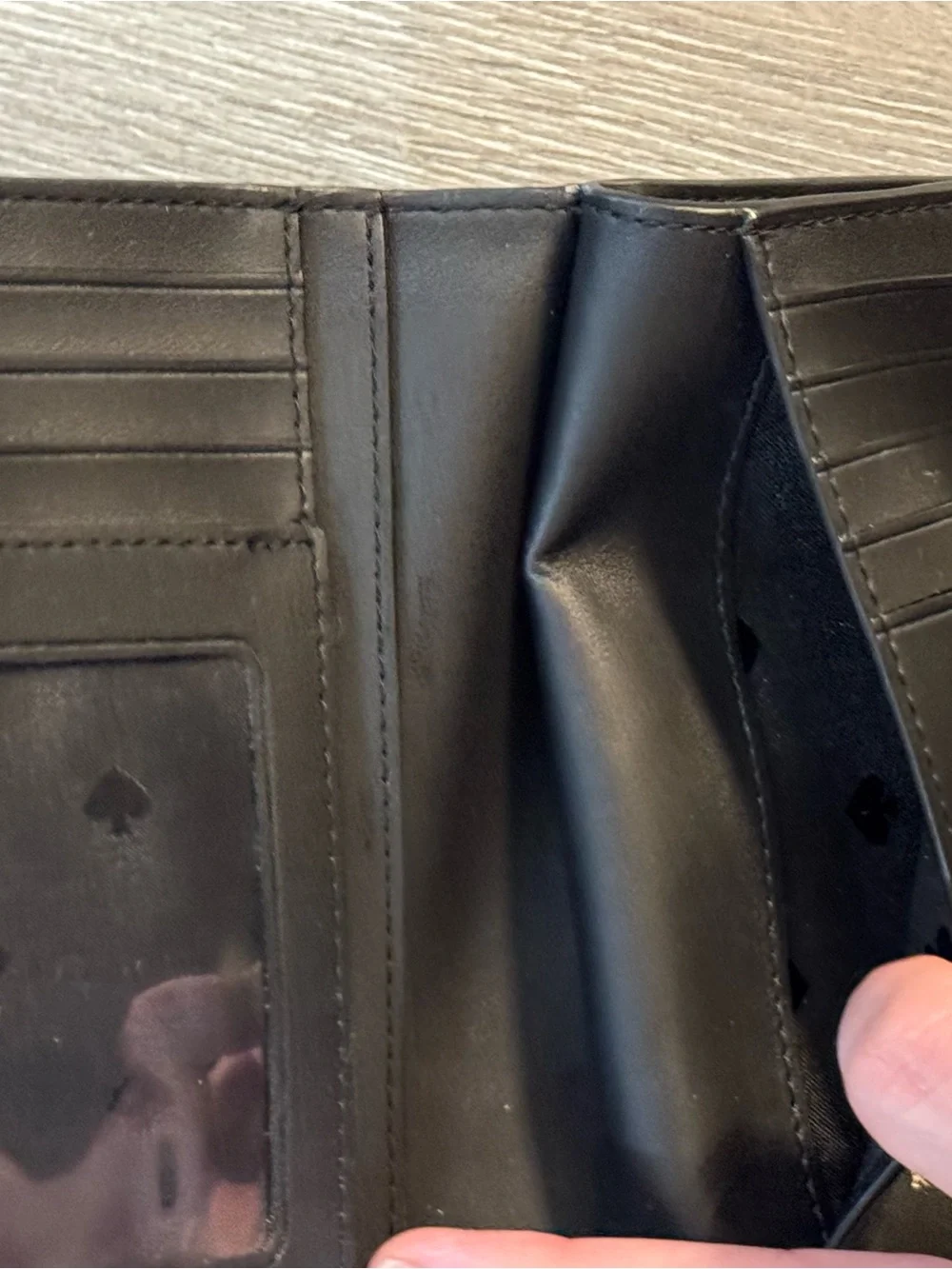 kate spade Black Quilted Leather Wallet with Gold Logo